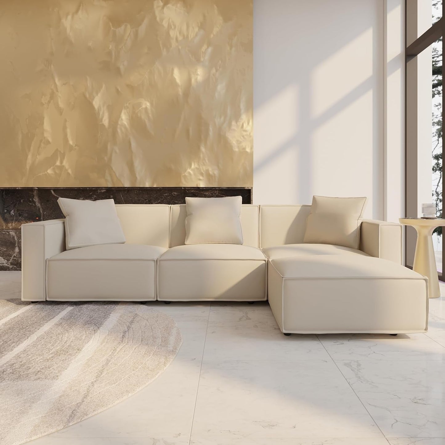 Cream Modular Sectional Sofa Set With Ottoman And Chaise ShipItFurniture