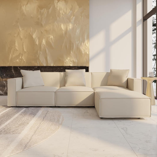 Cream Modular Sectional Sofa Set With Ottoman And Chaise ShipItFurniture