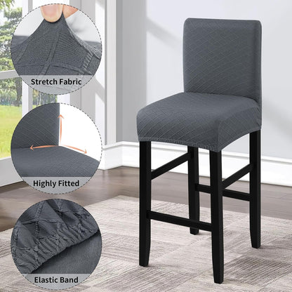 Waterproof Bar Stool Covers 4 PCS, Stretch Pub Stool Chair Slipcover Counter Stool Cover Bar Stool Slipcovers with Backs Removable Washable for Kitchen, Dining Room (Grey, 4PCS) ShipItFurniture