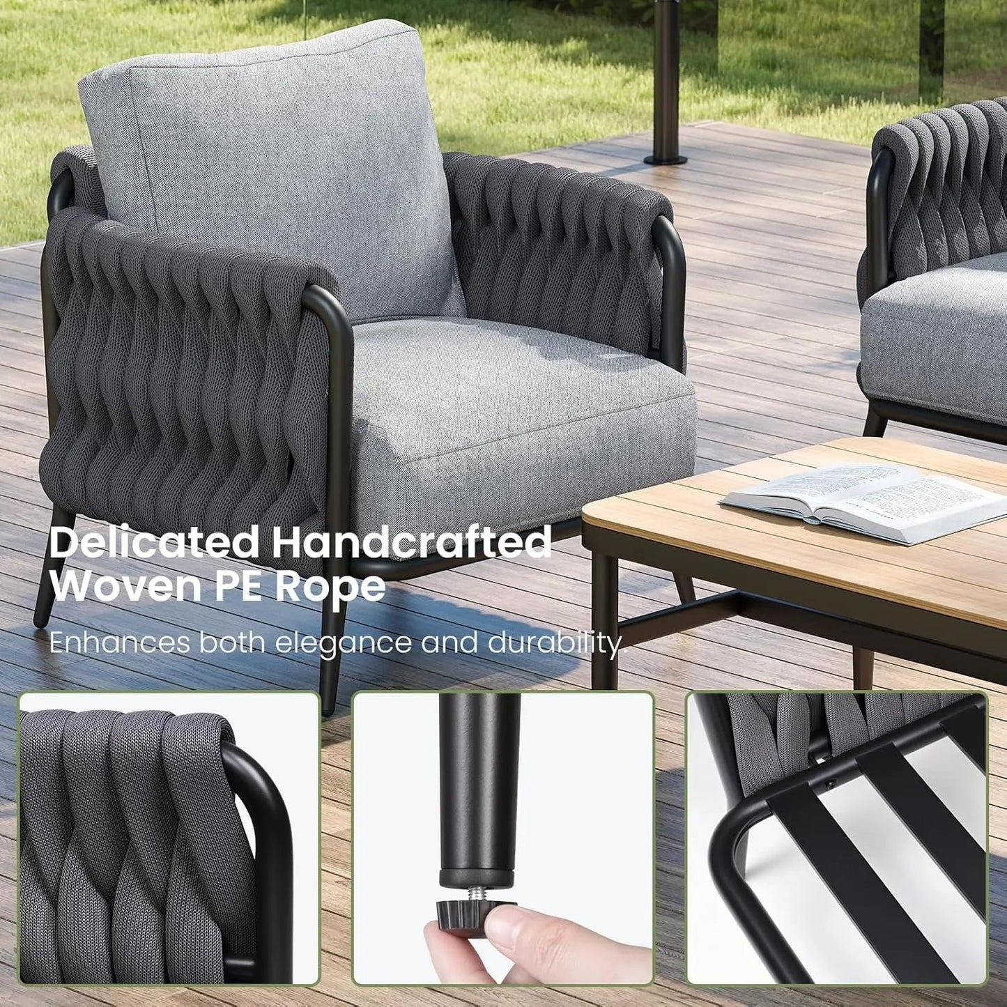 Stylish Outdoor Patio Furniture Set with Waterproof Cushions-4