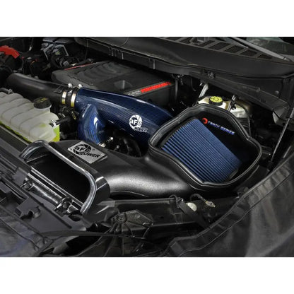 aFe - 2017-2025 Ford F-150 Track Series Blue Kevlar Carbon Fiber C/A Intake System w/Black Pro 5R Filter NP Motorsports