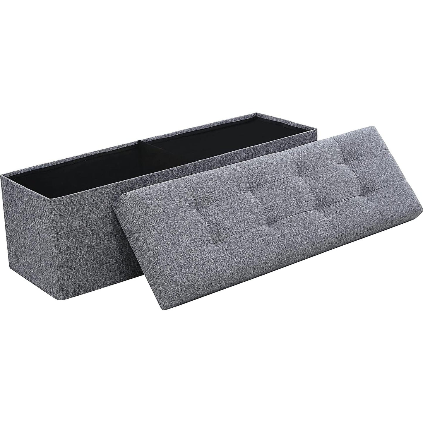 Gray 45 Inch Storage Ottoman Bench Durable Upholstery ShipItFurniture