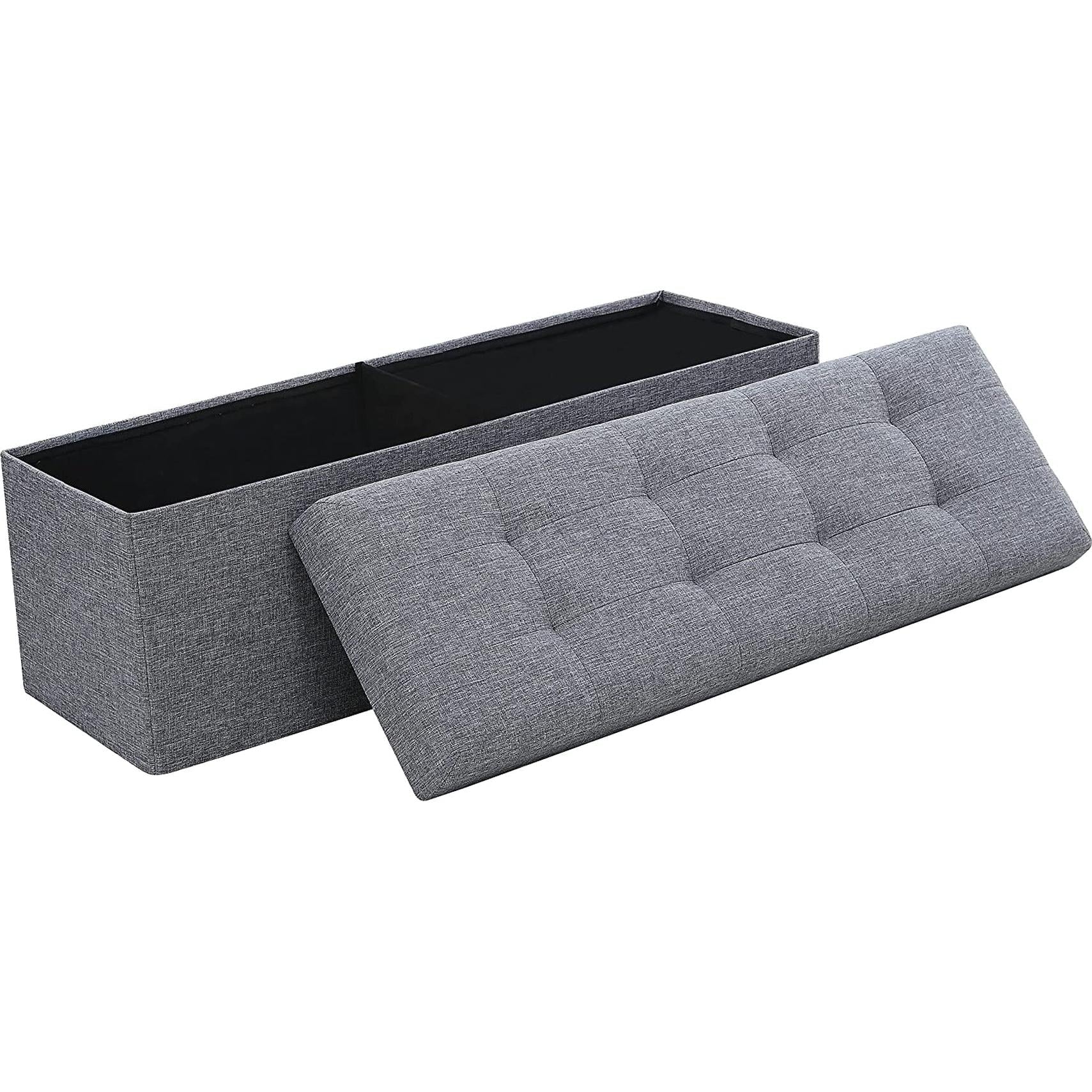Gray 45 Inch Storage Ottoman Bench Durable Upholstery ShipItFurniture