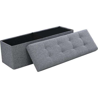 Gray 45 Inch Storage Ottoman Bench Durable Upholstery ShipItFurniture
