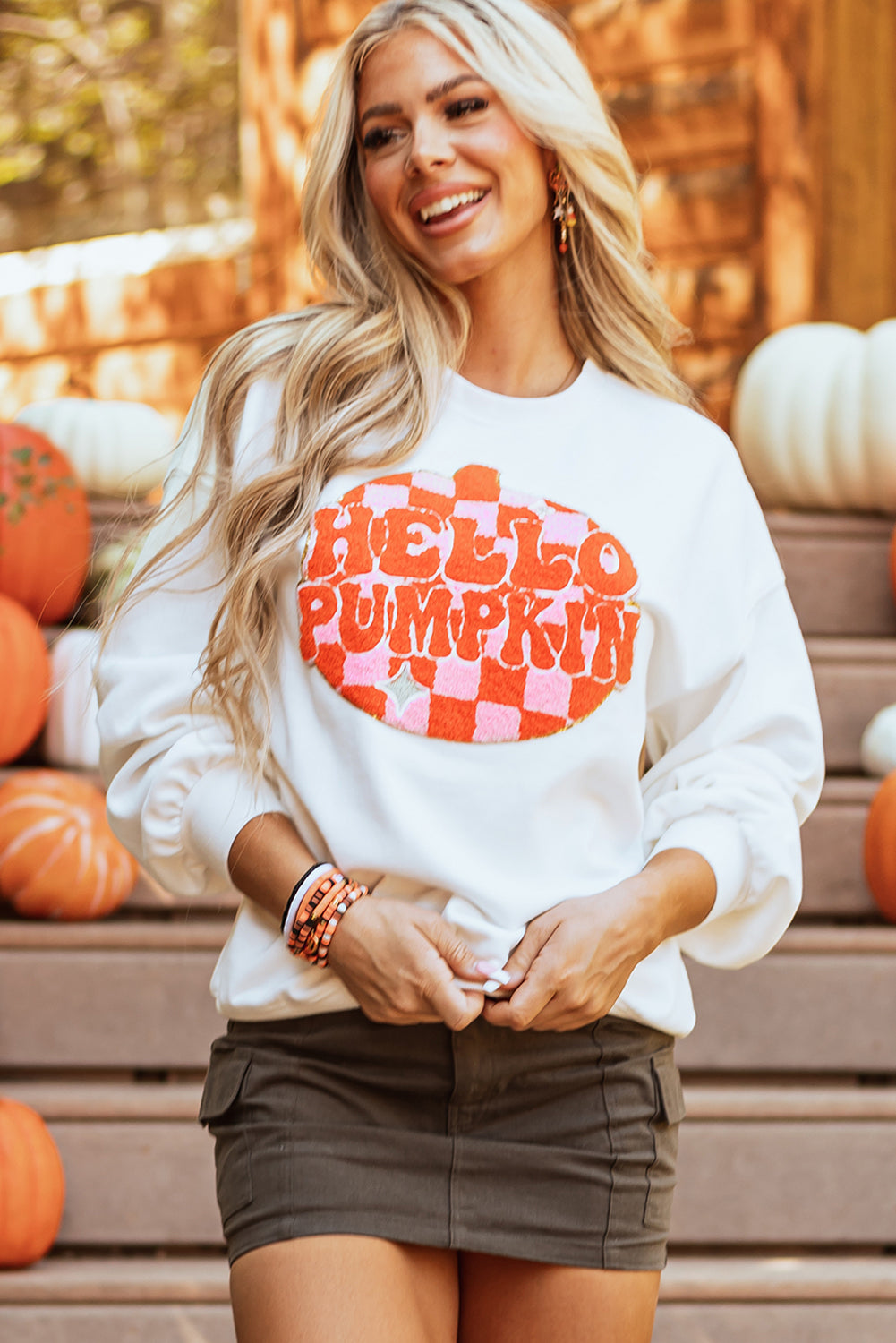 Blair Halloween Pumpkin Patched Pullover Sweatshirt Threaded Pear