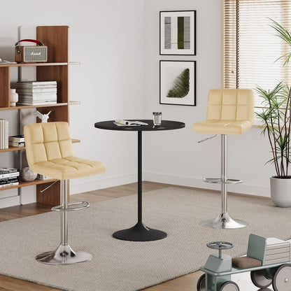 Bar Stools Modern Pu Leather Swivel Adjustable Hydraulic Bar Stool Square Counter Height Stool Set of 2 (Beige) ShipItFurniture