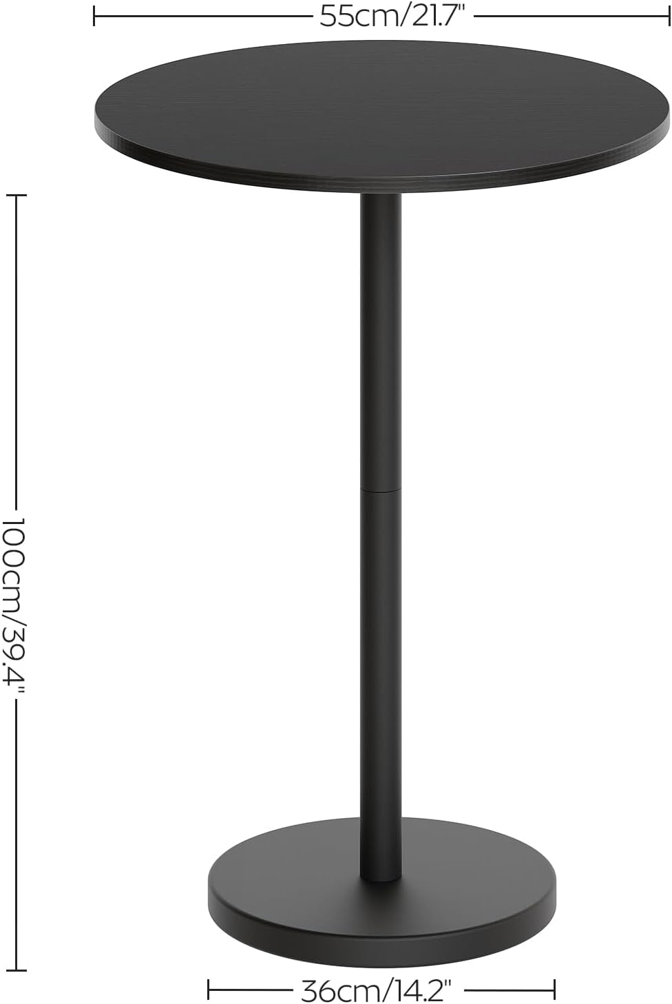 Round Counter height Bar Table Set Industrial Black ShipItFurniture