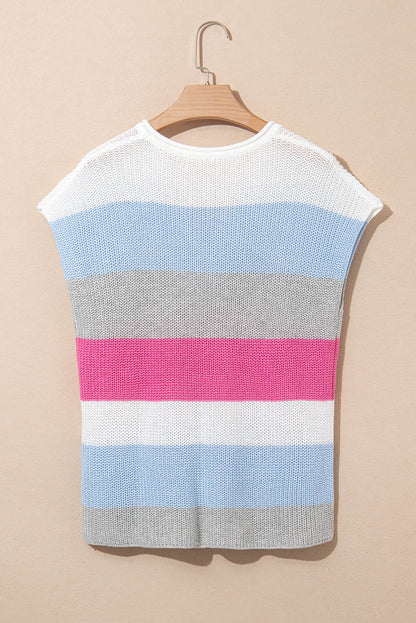 Elliot Color Block Notch V Neck Sweater Top