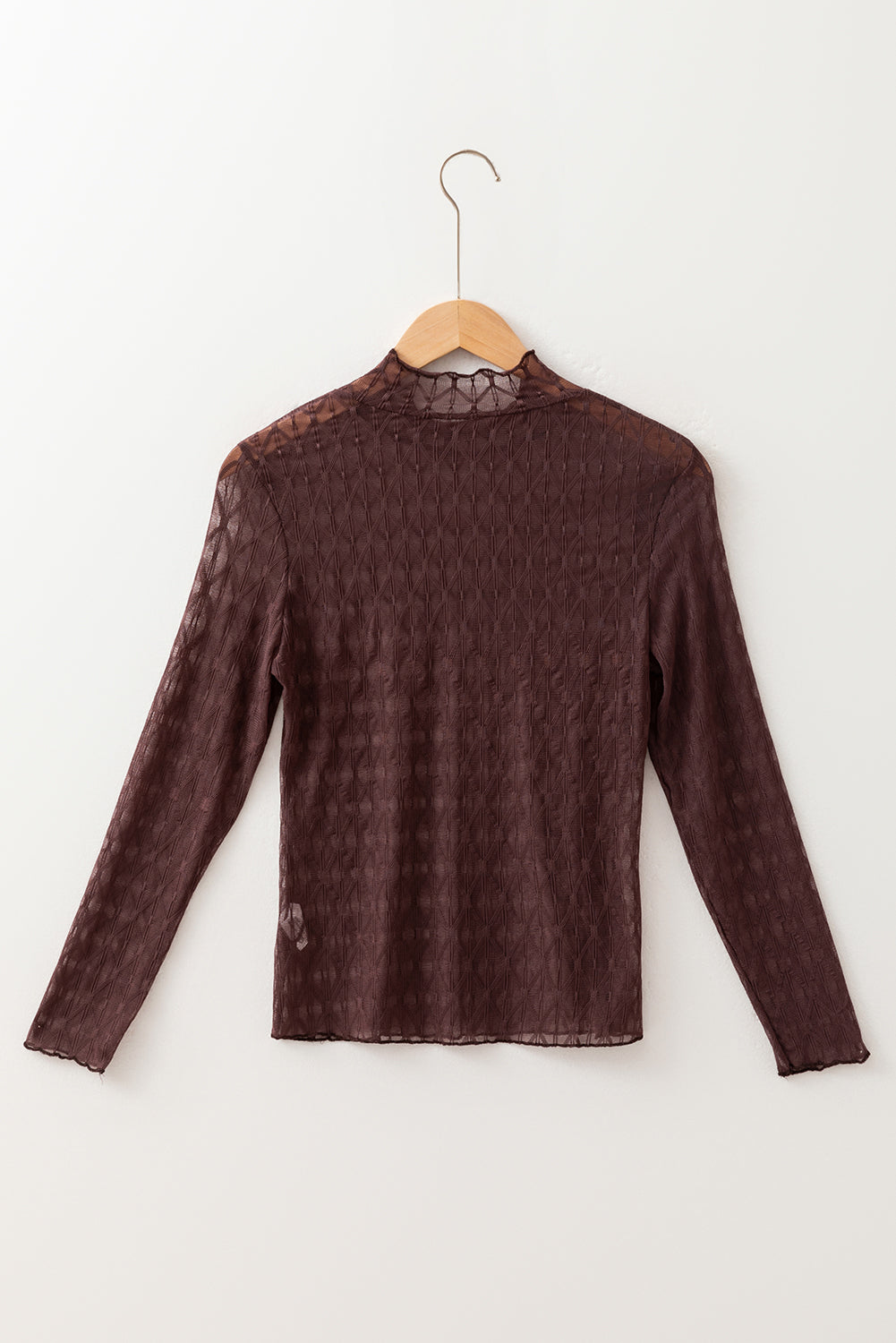 Ruth Sheer Mesh Patterned Lettuce Trim Top Threaded Pear