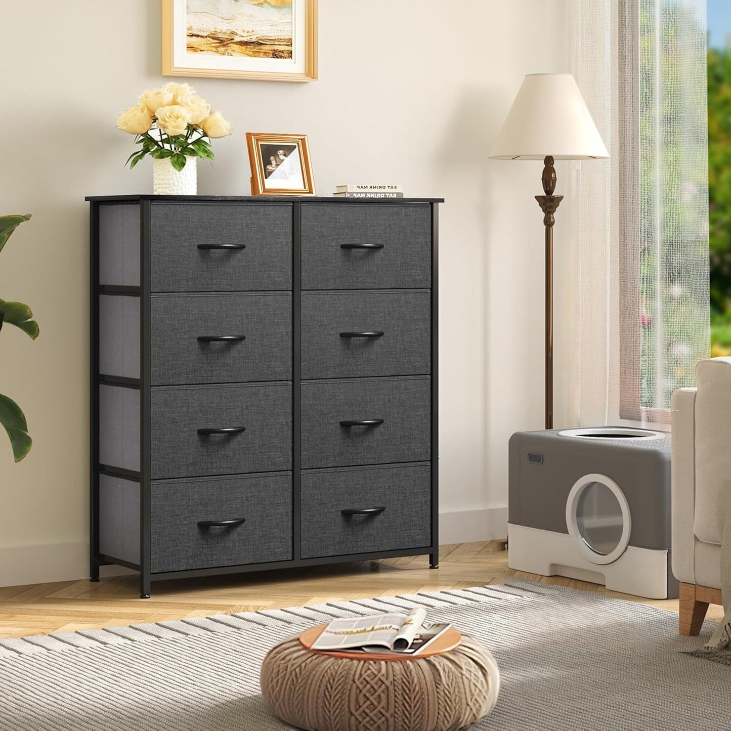 Dresser for Bedroom, Tall Dresser, Fabric Dresser with 8 Drawers, Double Dresser, Chest of Drawers for Closet, Living Room ShipItFurniture