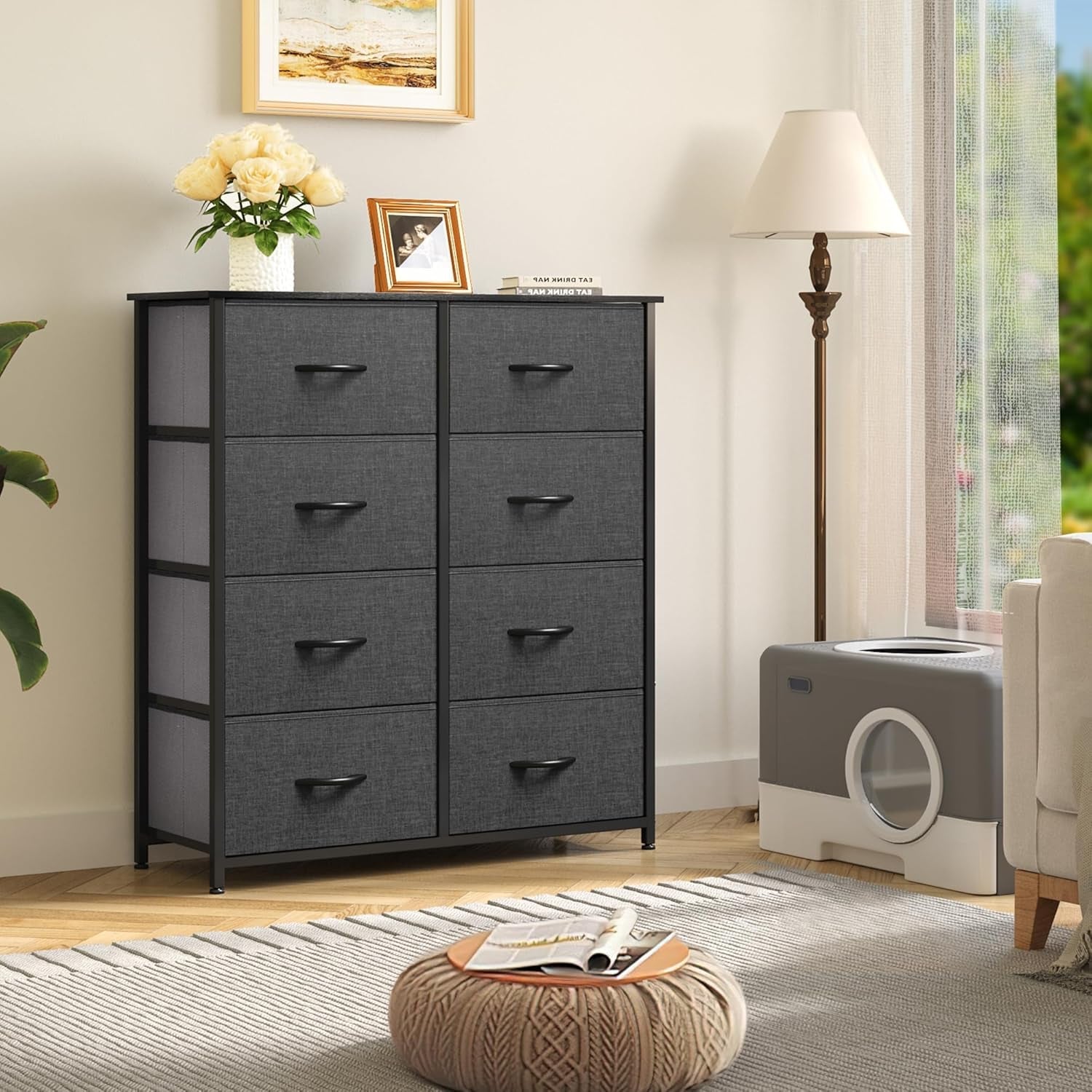 Dresser for Bedroom, Tall Dresser, Fabric Dresser with 8 Drawers, Double Dresser, Chest of Drawers for Closet, Living Room ShipItFurniture