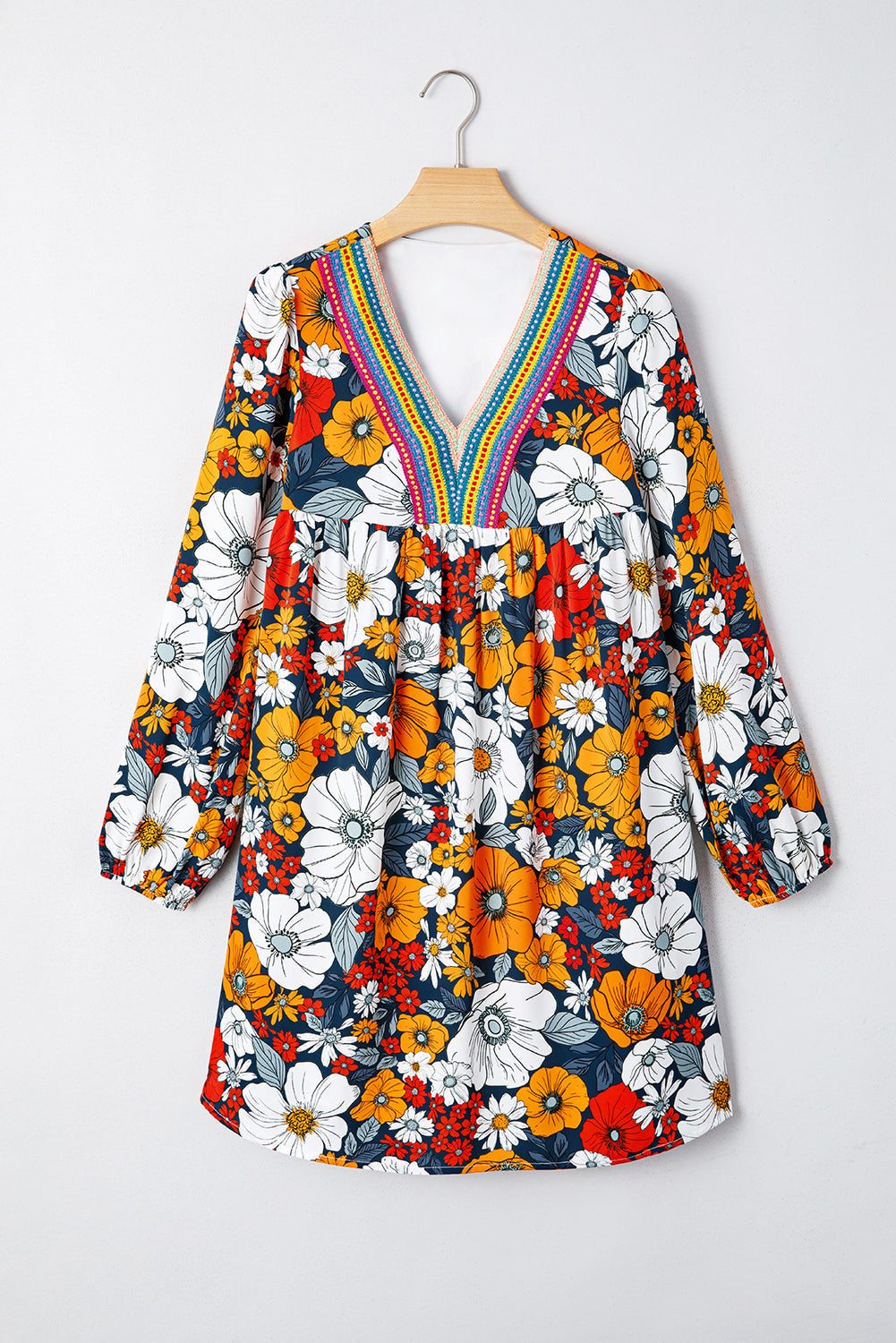 Blakely Floral Long Sleeve Mini Dress Threaded Pear