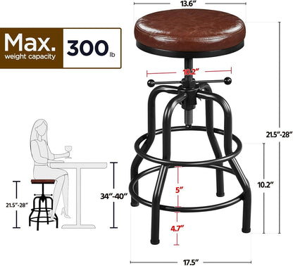 Industrial Bar Stool Adjustable Brown Counter Height ShipItFurniture