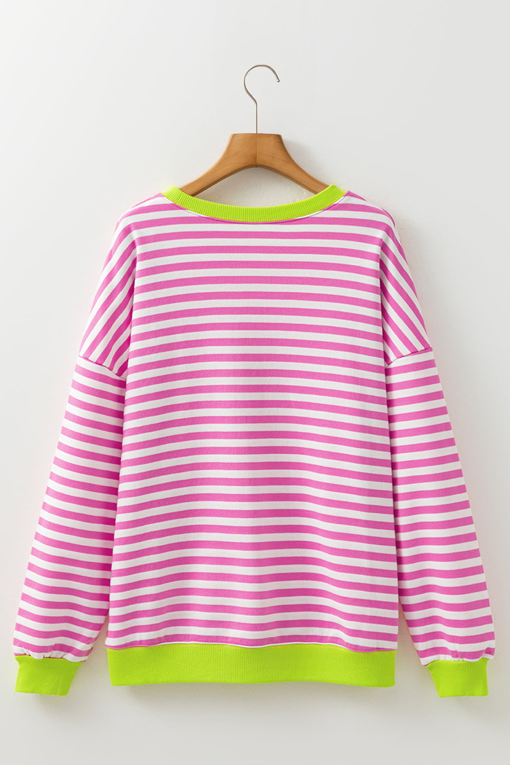 Elliana Stripe Crossed Stitch Drop Shoulder Sweatshirt Threaded Pear