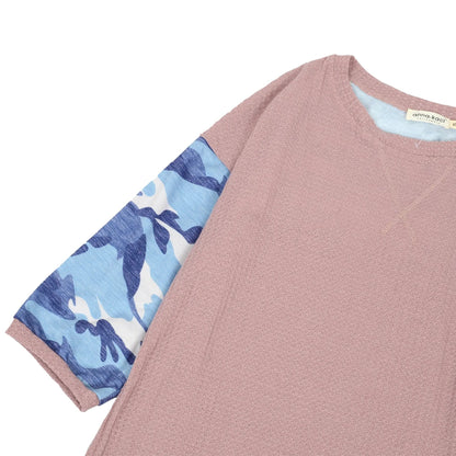 Camouflage Panel Waffle Knit Sweater
