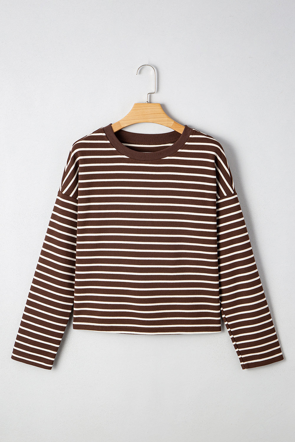 Ember Stripe Ribbed Cropped Crew Neck Top Threaded Pear
