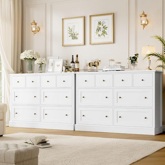 White Dresser with 8 Deep Drawers ShipItFurniture