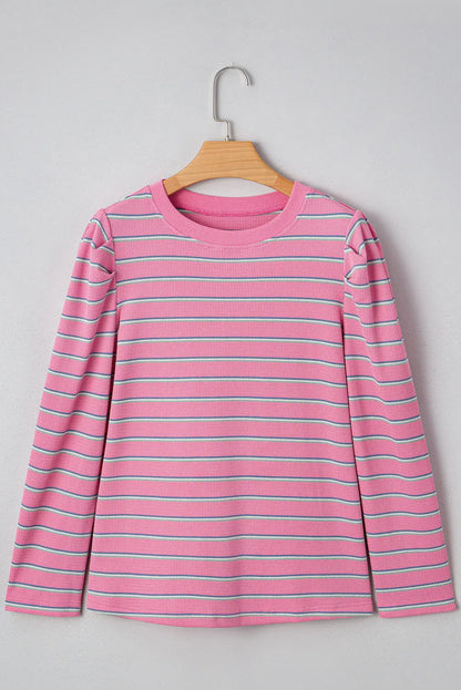 Giana Stripe Textured Knit Long Sleeve Top