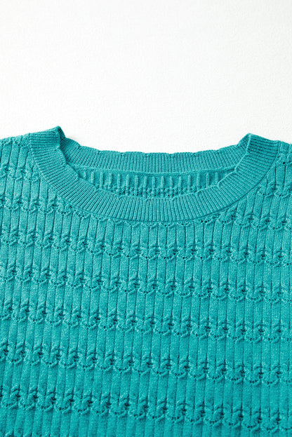 Kay Knit Ribbed Cuffs Crew Neck Sweater