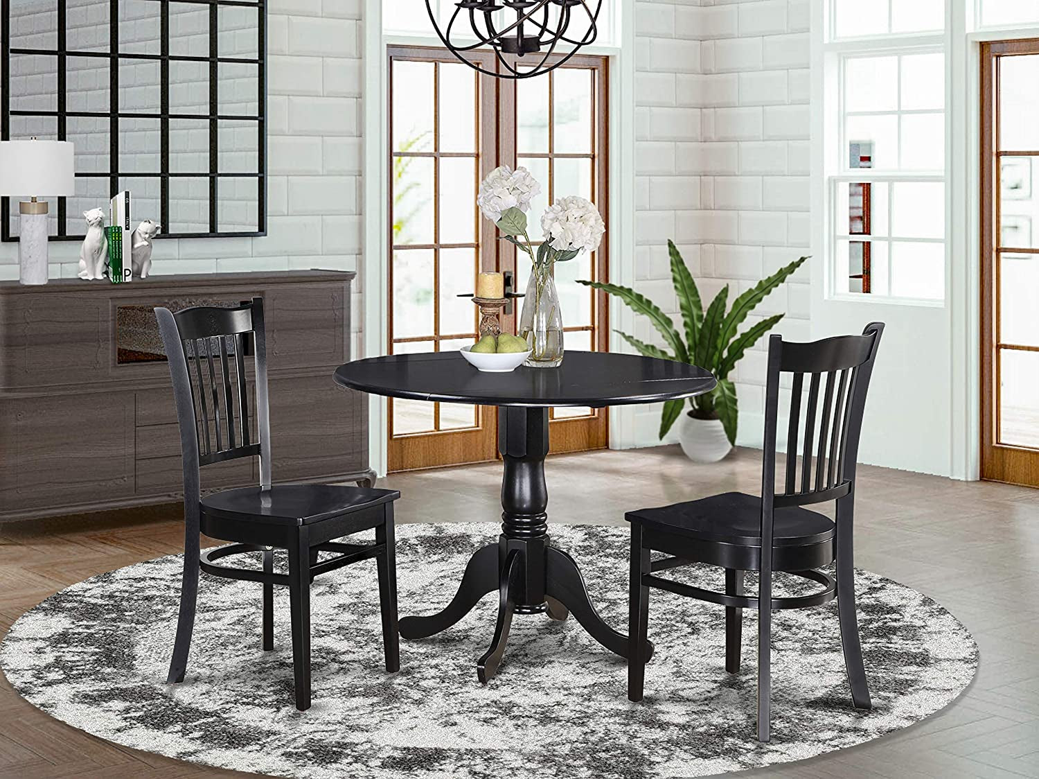 DLGR3-BLK-W Dining Table Set ShipItFurniture