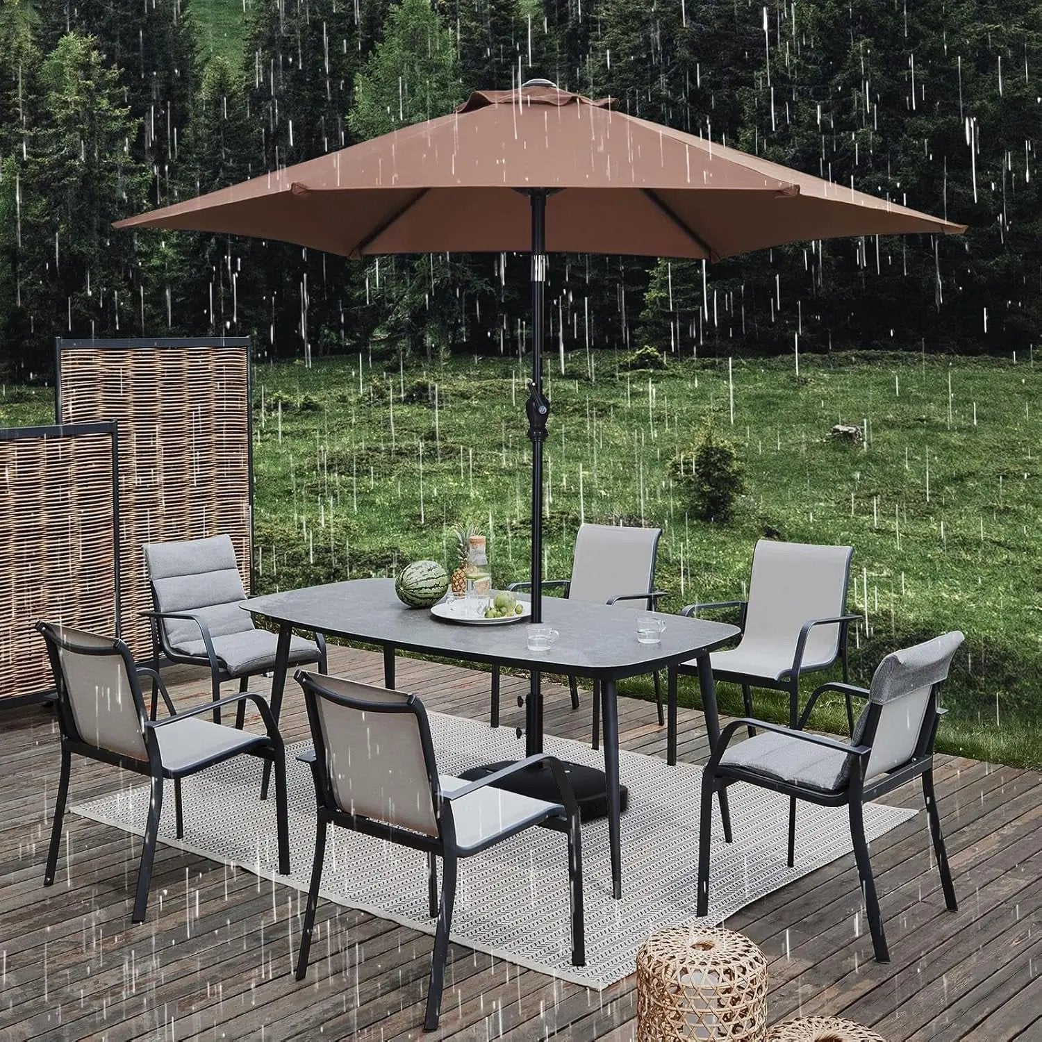 7.5ft Aluminum Patio Umbrella: Tilt Crank for Outdoor - Get it from Bo