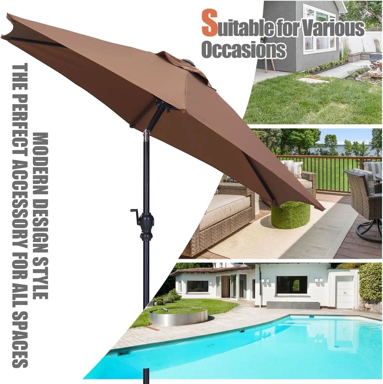 7.5ft Aluminum Patio Umbrella: Tilt Crank for Outdoor - Get it from Bo