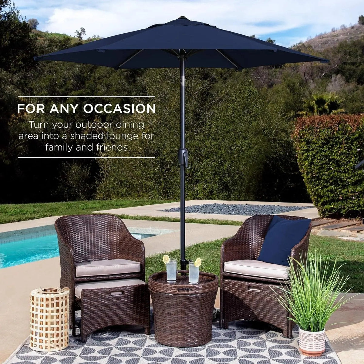 7.5ft Navy Patio Umbrella Tilt Crank Steel - Get it from Bo