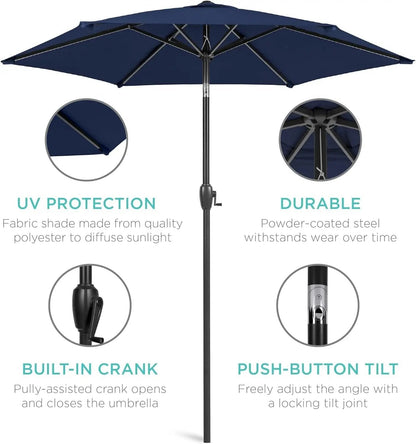 7.5ft Navy Patio Umbrella Tilt Crank Steel - Get it from Bo