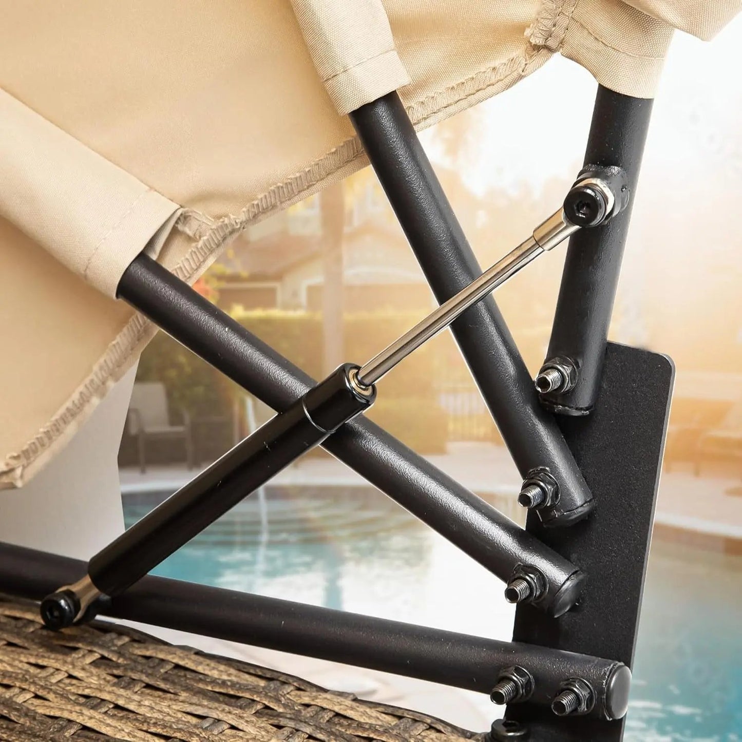 Outdoor Patio Wicker Daybed Set with Canopy Cushions-2