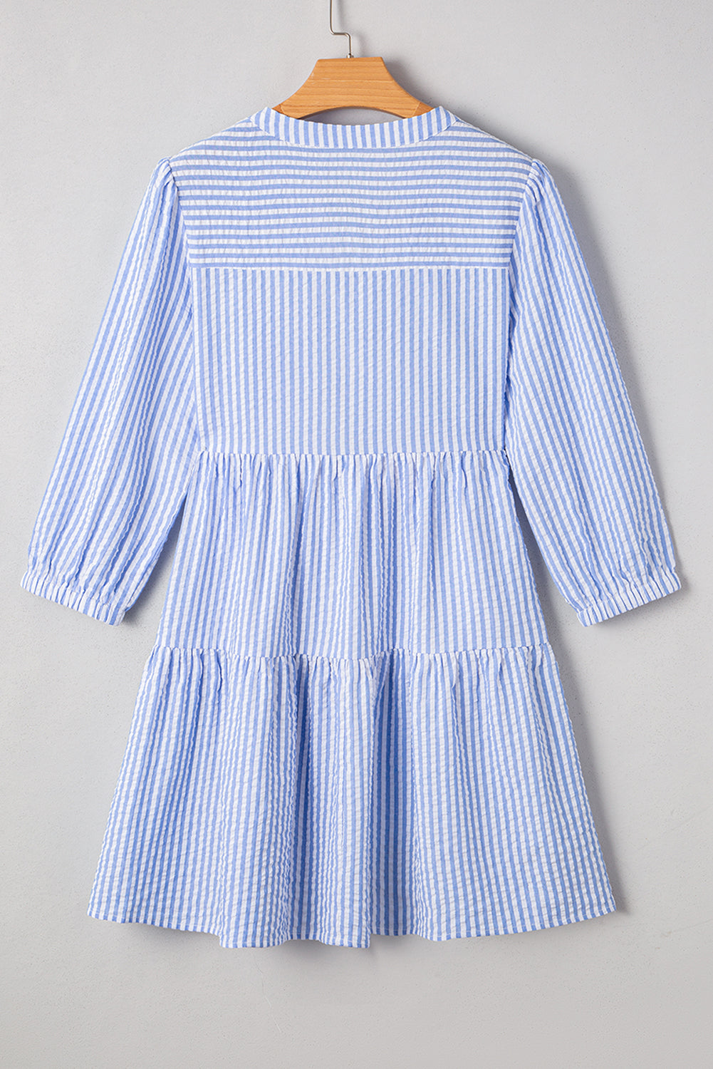 Kaia Stripe Bracelet Sleeve Tiered Dress with Pockets Threaded Pear