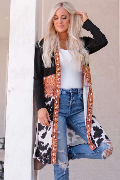 Madison Patchwork Open Front Cardigan