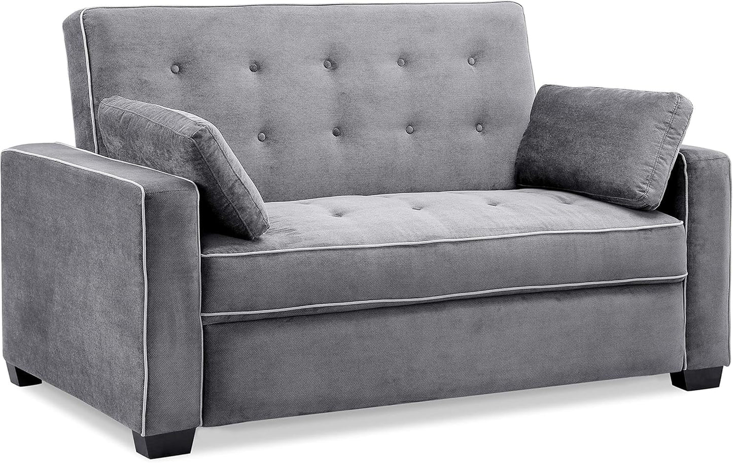 Ainsley Loveseat With Pull Out Sleeper Microfiber Charcoal ShipItFurniture
