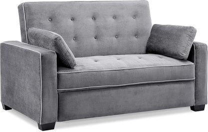 Ainsley Loveseat With Pull Out Sleeper Microfiber Charcoal ShipItFurniture