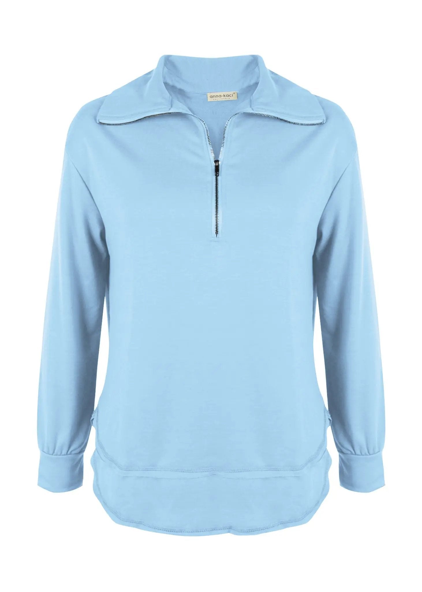 Zip Up Funnel Neck Sweater Anna-Kaci Wholesale