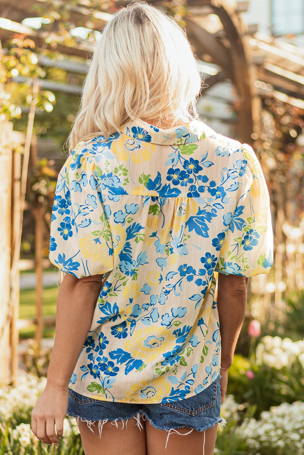 Claira Floral Puff Short Sleeve Blouse