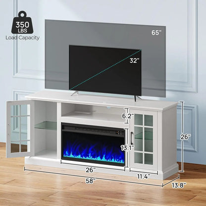 White Fireplace TV Console With LED EntertainmentCenter ShipItFurniture