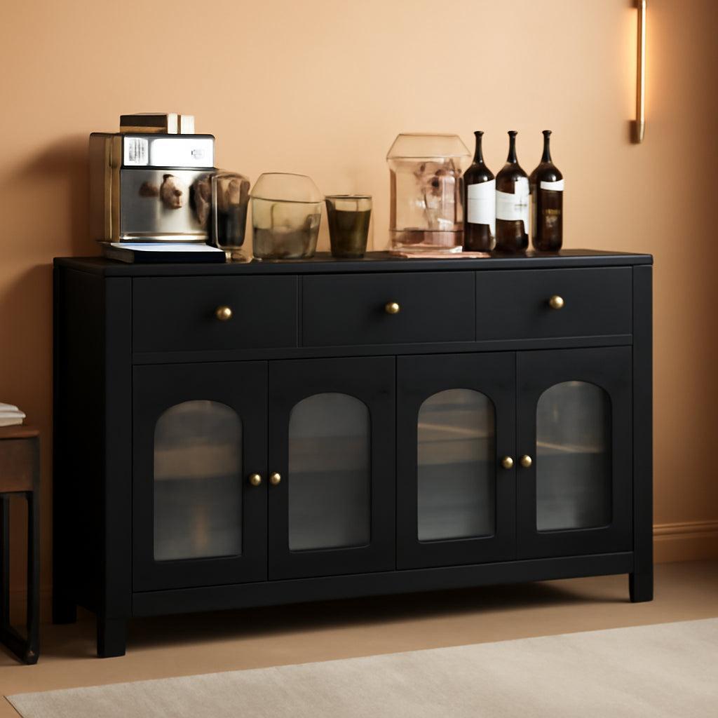 55-Inch Matte Black Sideboard Buffet For Dining Room Storage ShipItFurniture