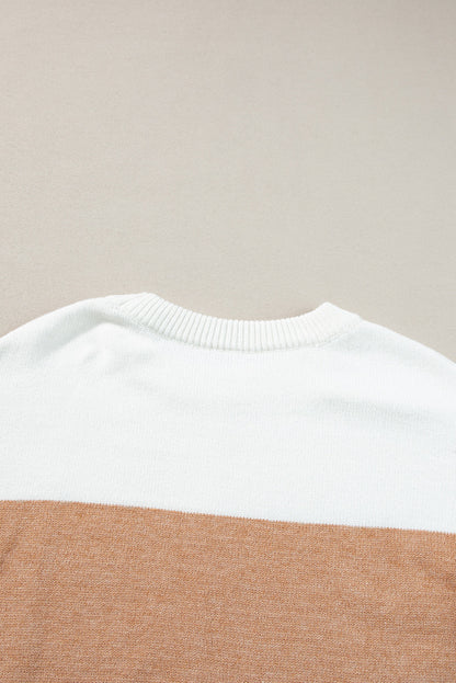 Isabella Colorblock Ribbed Trim Sweater