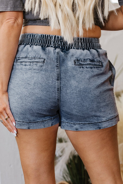 Cielo Drawstring Pocketed Denim Shorts
