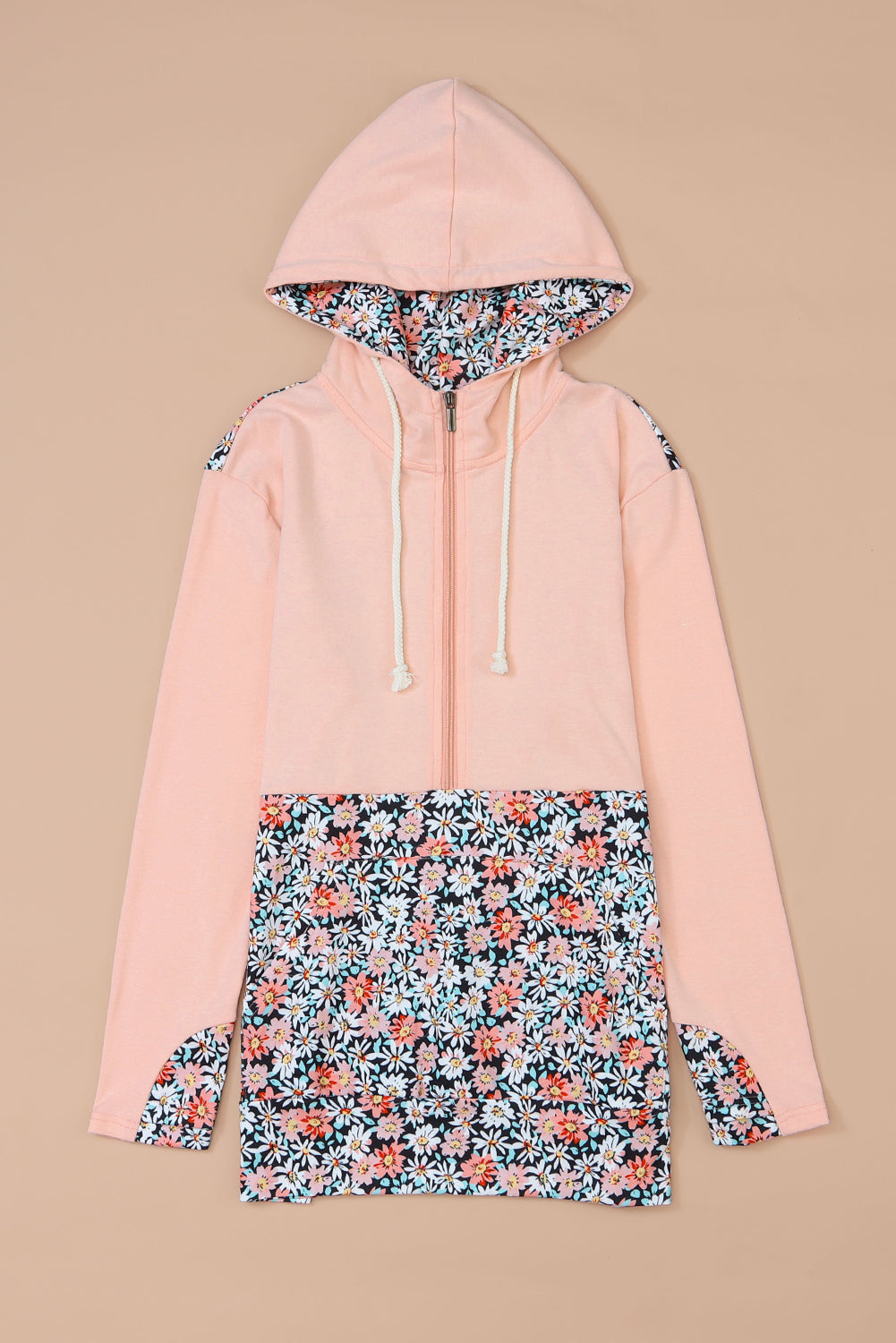 Gemma Floral Half Zip Kangaroo Pocket Hoodie - Get it from Bo