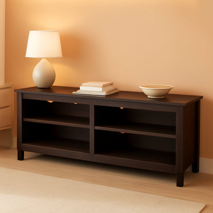 70 Inch TV Stand Espresso Finish With Adjustable Shelves