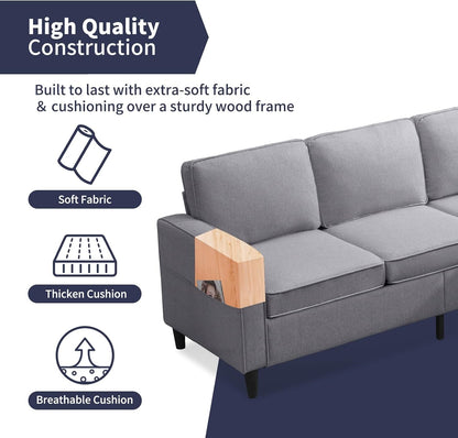 Light Grey Sectional Sofa Set With Storage Ottoman ShipItFurniture