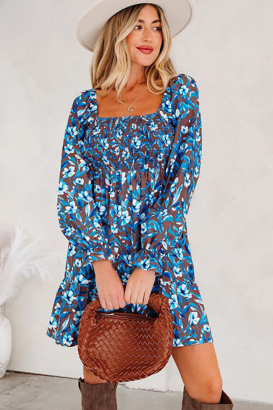 Norava Ruffled Sleeve Floral Dress