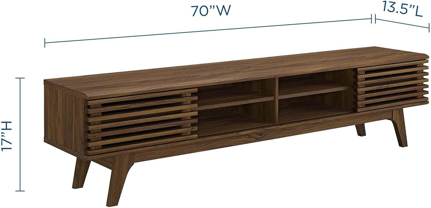70 Inch Mid Century Modern Walnut TV Stand Console ShipItFurniture
