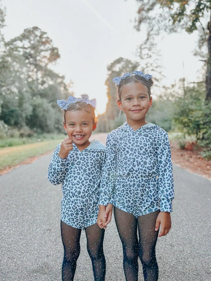 Snow leopard Ribbed Hooded romper - Get it from Bo