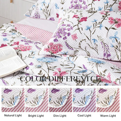 Kasentex Floral Quilt Set - Lightweight & Reversible - Cozy & Stylish Bedding - Machine Washable, Room Decor, Graduation Gifts Kasentex