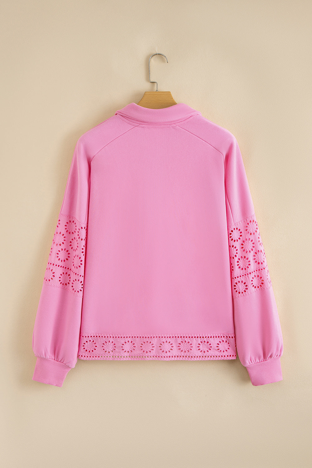 Evangeline Embroidered Flower Buttons Pullover Sweatshirt Threaded Pear