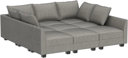 Modular Sectional Sofa with Storage, Sleeper Sectional Sofa Modular Sectional Couch for Living Room, Grey-3