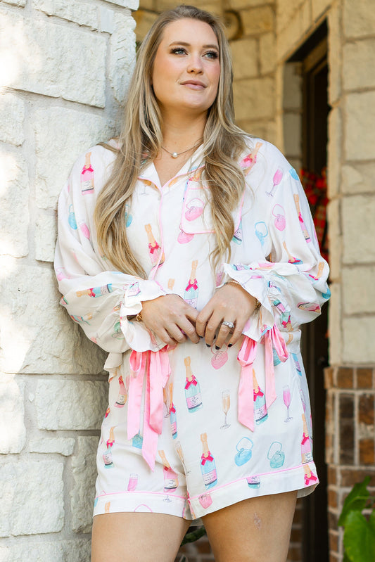 Milani Plus Size Pajama Set Threaded Pear
