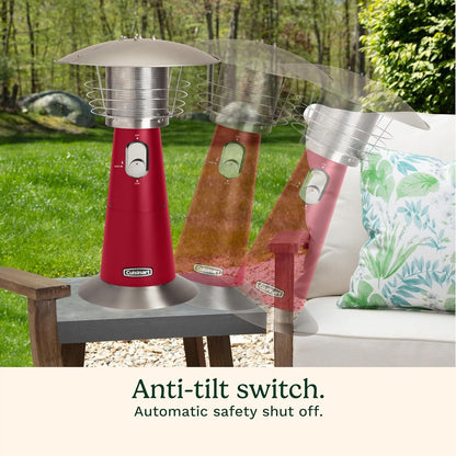 COH-513 Portable Tabletop Patio, 11,000 BTU Outdoor Propane Heater with Safety Tilt Switch and Burner Screen Guard, 30 Sq. Foot Heat Range, Red ShipItFurniture